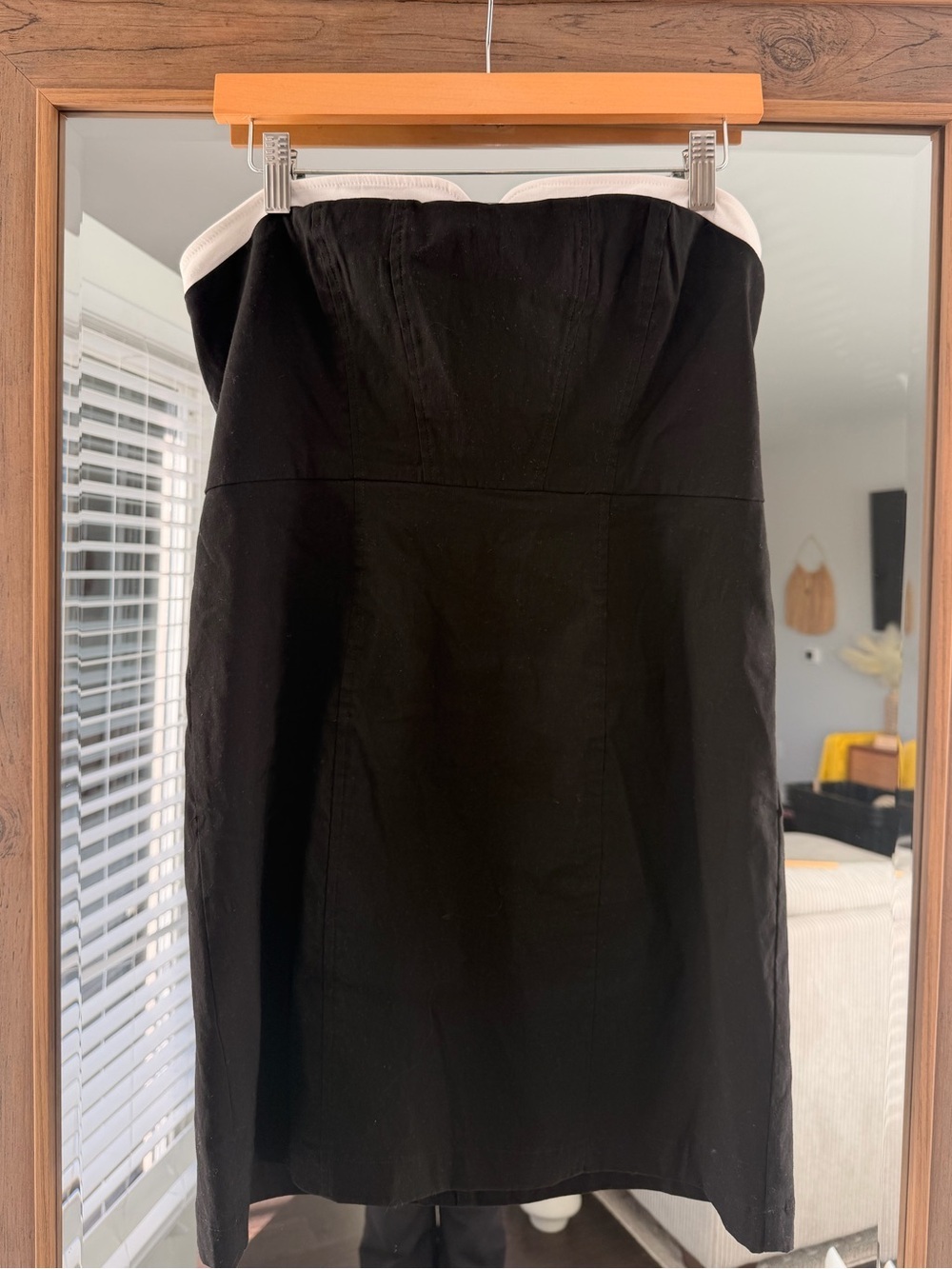 Anthropologie Maeve Strapless Peekaboo Mini Dress with White Trim - Picture 8 of 11